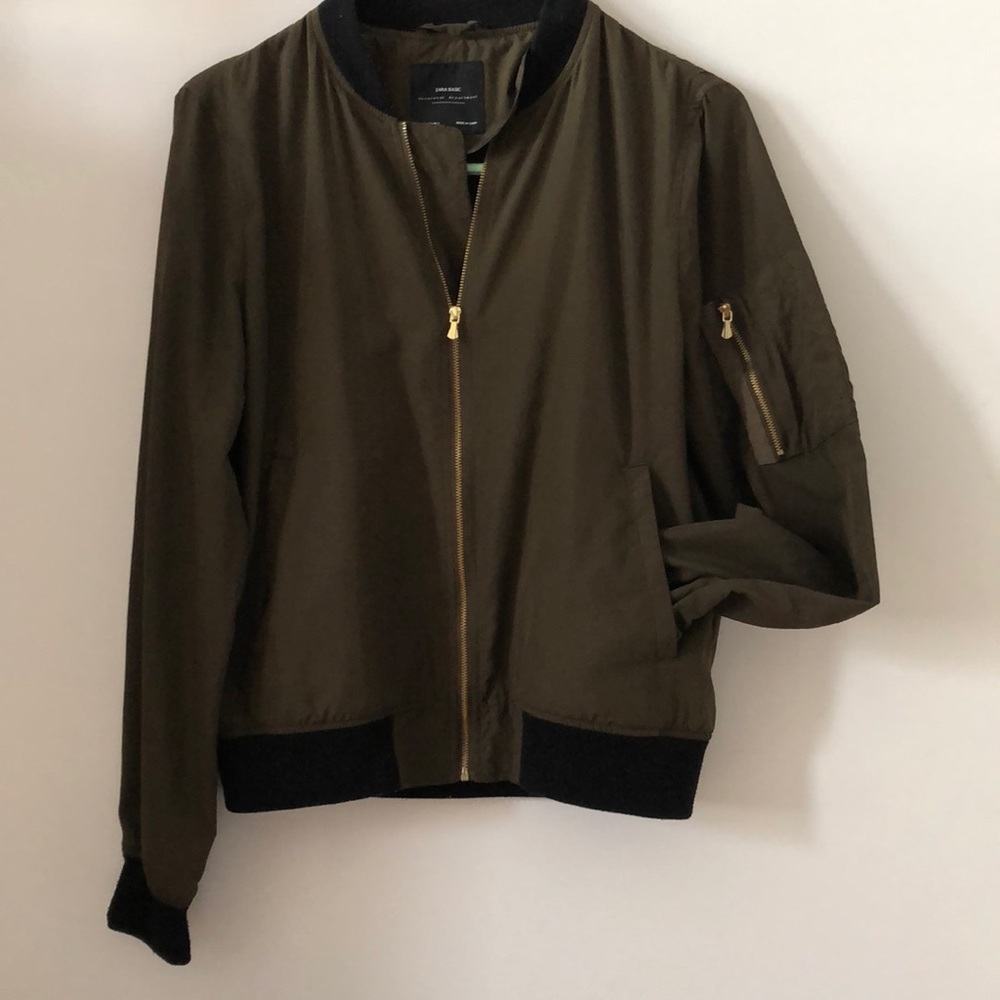Zara Olive Bomber Jacket